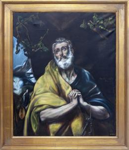 LAS LÁGRIMAS DE SAN PEDRO, COPIA DE LA OBRA ORIGINAL DE EL GRECO. S.XX