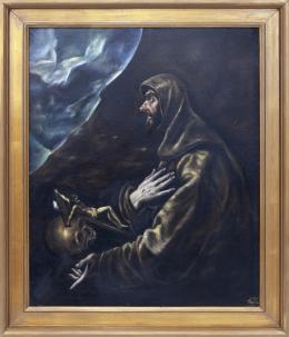 SAN FRANCISCO EN ÉXTASIS, COPIA DE LA OBRA ORIGINAL DE EL GRECO. S.XX