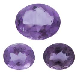 LOTE DE 3 AMATISTAS NATURALES SIN MONTAR, 27.5CT