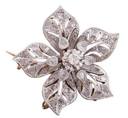 BROCHE EN ORO BICOLOR 18KT Y DIAMANTES