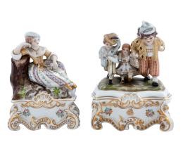 PAREJA DE FIGURAS EN PORCELANA ALEMANA SCHEIBE ALSBACH, S.XIX.