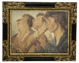 TRES MÚSICOS AMBULANTES, COPIA DEL ORIGINAL DE JACQUES JORDAENS (Amberes, 1593-1678)