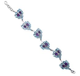 PULSERA EN PLATA DE LEY, AMATISTAS Y TOPACIOS BLUE SUISSE