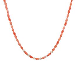 COLLAR DE CORAL, PERLAS CULTIVADAS Y ORO 18KT