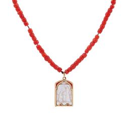 COLLAR DE CORAL, ORO 18KT, NÁCAR Y ESMALTE