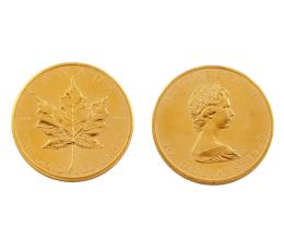 DOS MONEDAS DE ORO 24KT DE 50 DÓLARES CANADIENSES