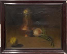 BODEGÓN CON TETERA, CEBOLLA Y LIMÓN