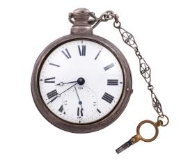 RELOJ LEPINE DE BOLSILLO CRONO INGLÉS EN PLATA DE LEY, SISTEMA CATALINA, S. XVIII