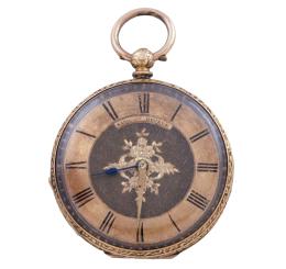 RELOJ DE BOLSILLO CON ESMALTES, CUERDA - LLAVE, ORO 18KT