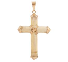 COLGANTE CRUZ EN ORO 18KT Y IVORY