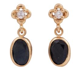 PENDIENTES EN ORO 18KT, ZAFIROS Y DIAMANTES