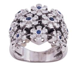 SORTIJA EN ORO 18KT, ZAFIROS Y DIAMANTES