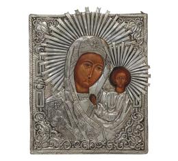 ICONO VIRGEN CON NIÑO/NUESTRA SEÑORA DE KAZÁN REALIZADO A MANO, S. XX