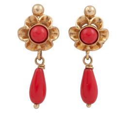 PENDIENTES EN ORO 18KT Y CORAL