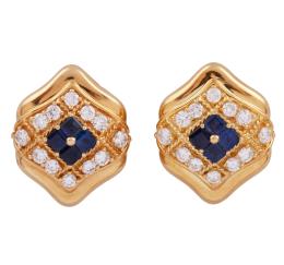 PENDIENTES "J.YANES" EN ORO 18KT, ZAFIROS Y DIAMANTES