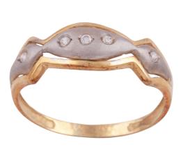 SORTIJA EN ORO BICOLOR 18KT Y CIRCONITAS