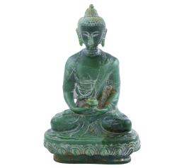 FIGURA DE BUDA SHAKYAMUNI AMITABHA EN JADE NATURAL VERDE, CHINA S. XIX