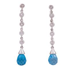PENDIENTES EN ORO BICOLOR 18KT, TOPACIOS Y DIAMANTES