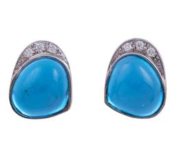 PENDIENTES EN ORO BICOLOR 18KT, TOPACIOS Y DIAMANTES