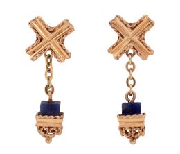 PENDIENTES EN ORO 18KT Y LAPISLÁZULI