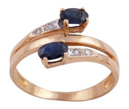 SORTIJA EN ORO 18KT, ZAFIROS Y DIAMANTES