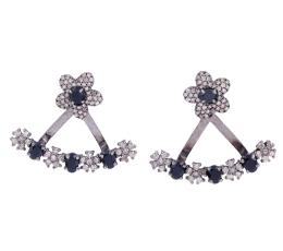 PENDIENTES DESMONTABLES EN PLATA 925, ORO 18KT, DIAMANTES Y ÓNIX