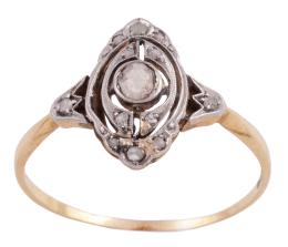 SORTIJA VINTAGE EN ORO 18KT Y VISTAS EN PLATA CON DIAMANTES