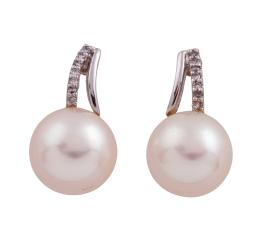 PENDIENTES EN ORO 18KT, PERLAS CULTIVADAS Y DIAMANTES