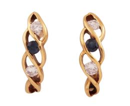 PENDIENTES EN ORO 18KT, ZAFIROS Y DIAMANTES