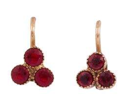 PENDIENTES VINTAGE EN ORO 18KT Y PIEDRAS ROJAS