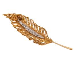 BROCHE EN ORO BICOLOR 18KT Y DIAMANTES
