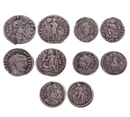 LOTE DE 5 MONEDAS DEL IMPERIO ROMANO EN PLATA
