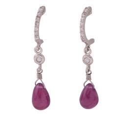 PENDIENTES EN ORO 18KT, RUBÍES Y DIAMANTES