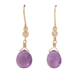 PENDIENTES EN ORO 18KT, AMATISTAS Y DIAMANTES