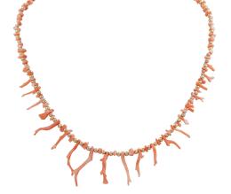 COLLAR-GARGANTILLA DE CORAL Y ORO BAJO