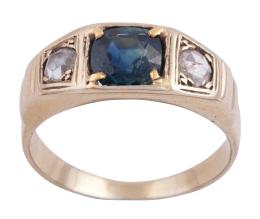 TRESILLO EN ORO 18KT, ZAFIRO Y DIAMANTES