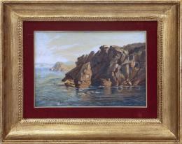 COPIA DE LA OBRA ORIGINAL "ROCAS DE SANTA CATALINA (LEQUEITIO) DE CARLOS DE HAES (1929)