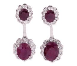 PENDIENTES DESMONTABLES EN ORO 18KT, RUBÍES Y DIAMANTES
