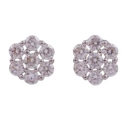 PENDIENTES ROSETA EN PLATA DE LEY Y MOISSANITAS