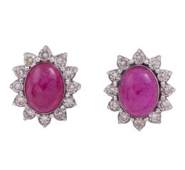 PENDIENTES EN ORO 18KT, RUBÍES Y DIAMANTES
