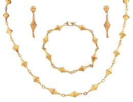 ADEREZO DE COLLAR, PULSERA Y PENDIENTES EN ORO 18KT