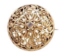 BROCHE VINTAGE EN ORO 14KT Y DIAMANTE