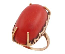 SORTIJA EN ORO 18KT Y CORAL