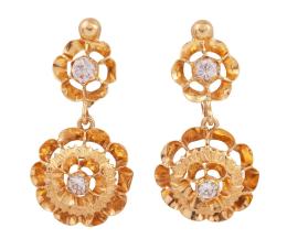 PENDIENTES EN ORO 18KT Y CIRCONITAS