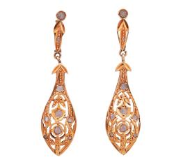 PENDIENTES VINTAGE EN ORO 18KT Y ZAFIROS BLANCOS
