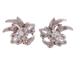 PENDIENTES VINTAGE EN ORO BICOLOR 18KT Y DIAMANTES