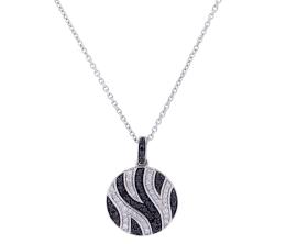 COLGANTE Y CADENA EN ORO 18KT CON DIAMANTES NEGROS Y BLANCOS