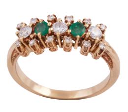SORTIJA EN ORO 18KT, ESMERALDAS Y DIAMANTES