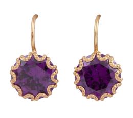 PENDIENTES EN ORO 18KT Y AMATISTAS