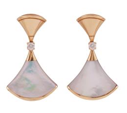 PENDIENTES "BULGARI" EN ORO 18KT, NÁCAR Y DIMANTES